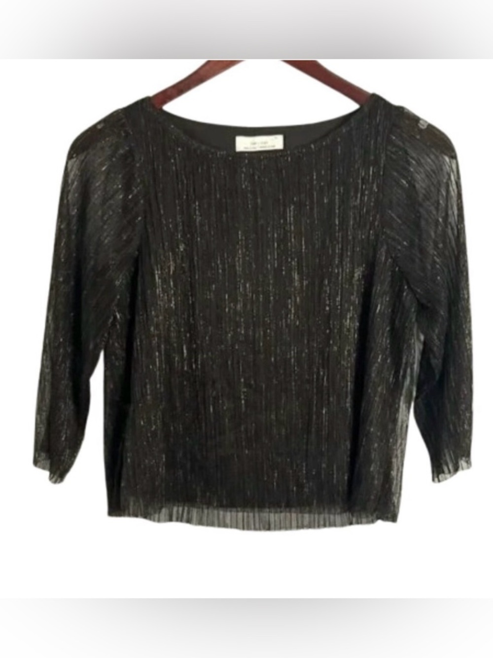 OAK + FORT - NWOT Shimmer Black and Silver Top - XS
